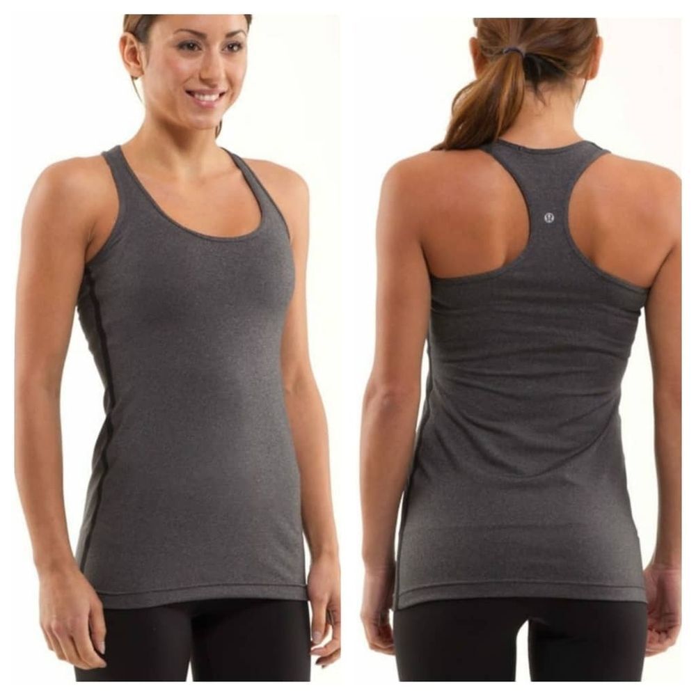 LULULEMON Cool Racerback Tank Heathered Deep Coal/Black